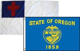 2x3 Christian Christ & State Oregon 2 Pack Flag Wholesale Combo 2'x3' - $12.88