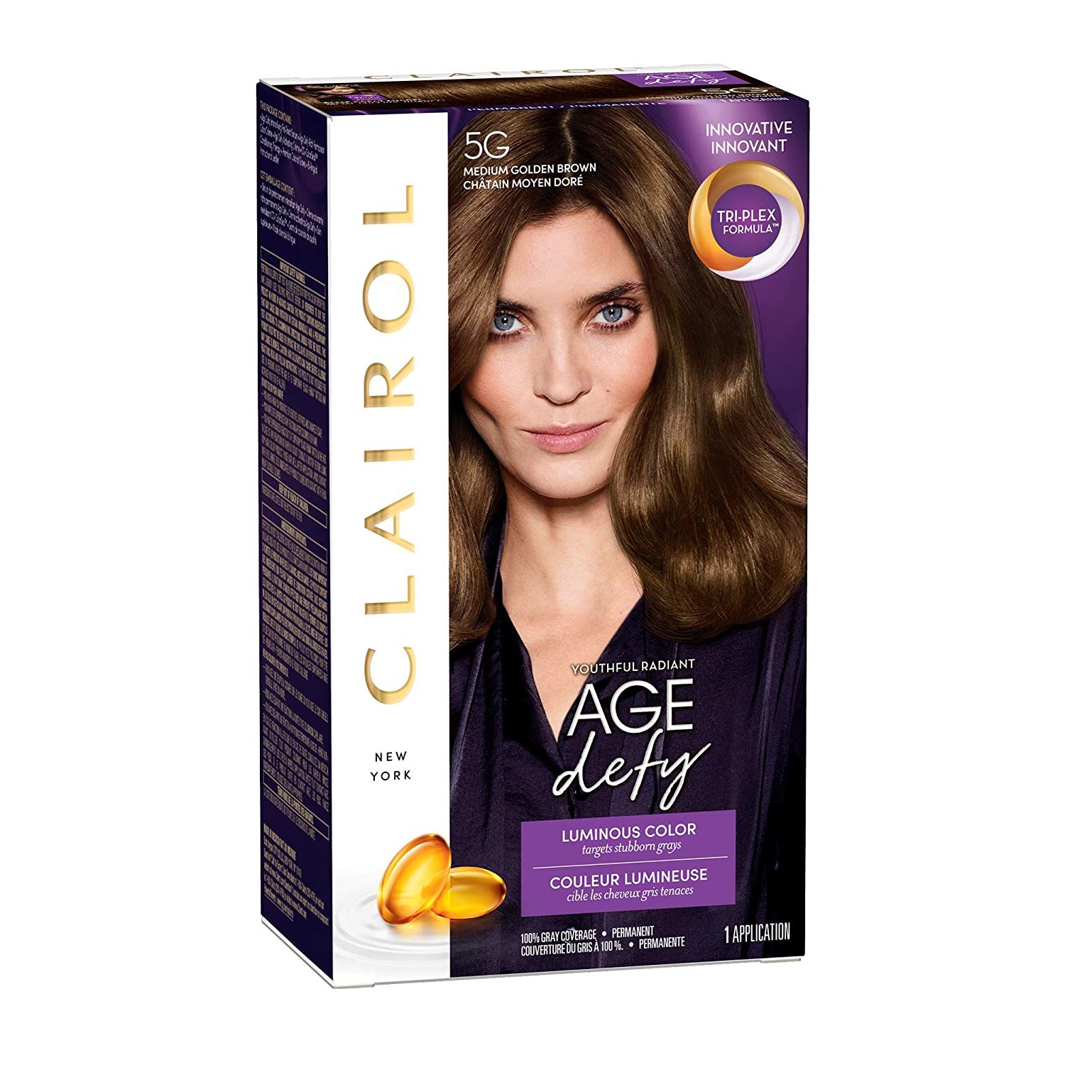 New Clairol Age Defy Permanent Hair Dye, 5G Medium Golden Brown Hair Color