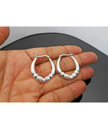 Silver Ram Head Hoop Earrings, 925 Sterling Silver, Ram Head Textured Ea... - $35.00+