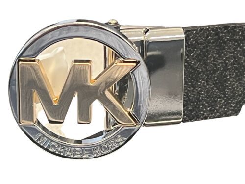 NWT Michael Kors 556230C Women's Belt Silver Studded Black Belt Size M