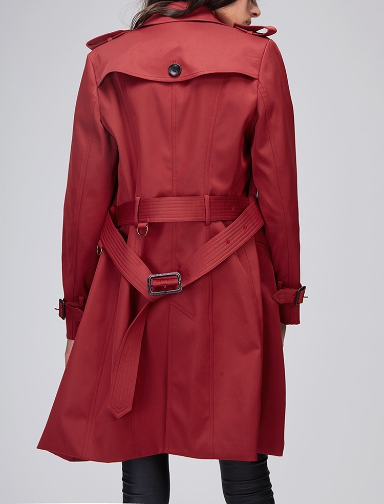 New red double breasted classy women trench coat spring autumn fall ...