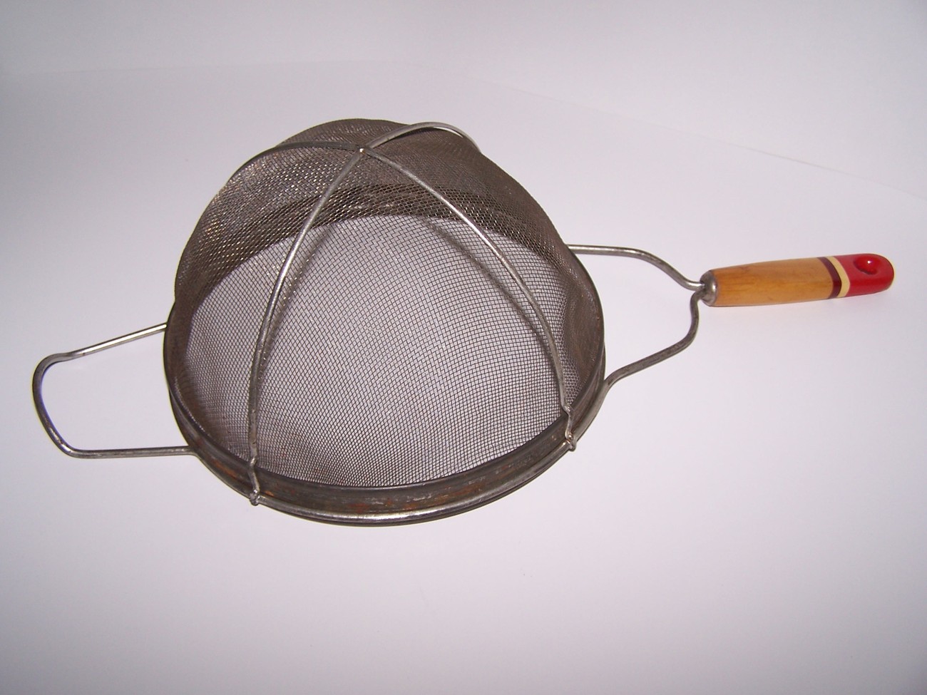 Large Vintage Strainer With Painted Wooden Handle Colanders Strainers