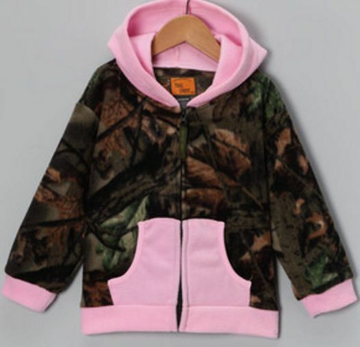 TrailCrest Winter Fleece Pink Camo Kids Girls Hunting Jacket Hood Sweater Coat