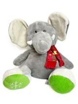 Animal Adventure 2018 Christmas Elephant 15" Gray Plush Toy Scarf Snowflake - $16.71