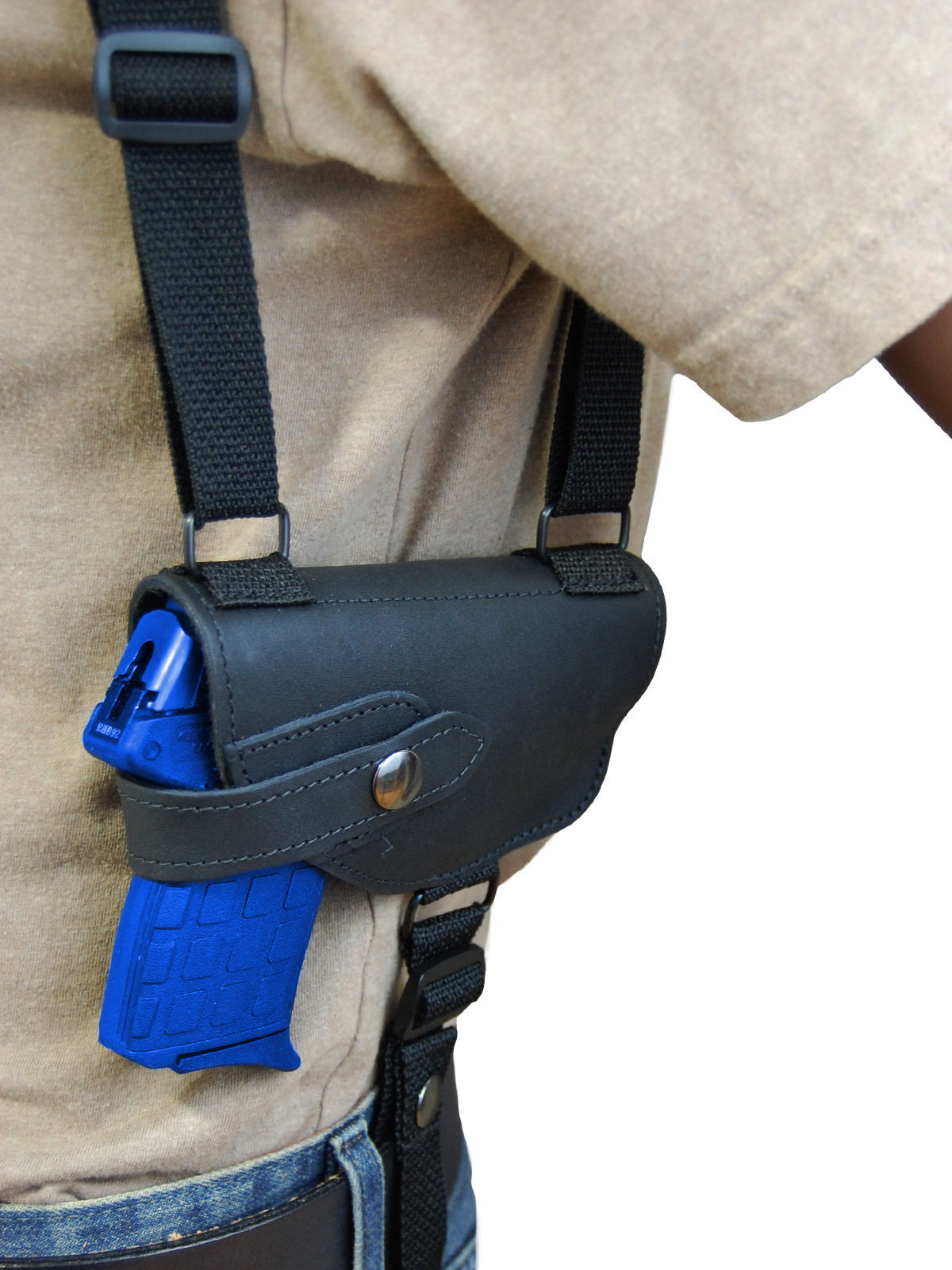 NEW Barsony Black Leather Shoulder Holster 380 Ultra Compact 9mm 40 45