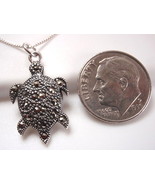 Marcasite Sea Turtle Necklace 925 Sterling Silver Corona Sun Jewelry - $23.39