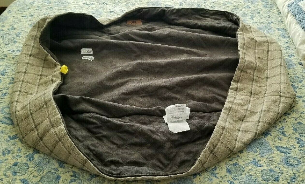Nice Orvis Charcoal & Grey Plaid Reversible Large Dog Bed Replacement