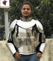 Fantasy Costume Lady Steel Armor Full bracers, pauldrons, Gorget, Cuirass