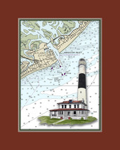 Abescon Lighthouse  and Nautical Chart High Quality Canvas Print - $14.99+