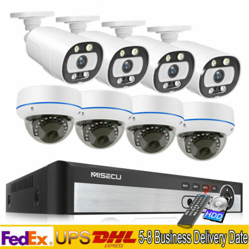8CH POE Home Security System 4/6/8pcs 5MP Doom Bullet Spotlight Wired IP Cameras