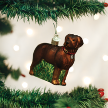 OLD WORLD CHRISTMAS STANDING CHOCOLATE LAB DOG GLASS CHRISTMAS ORNAMENT ... - $13.88