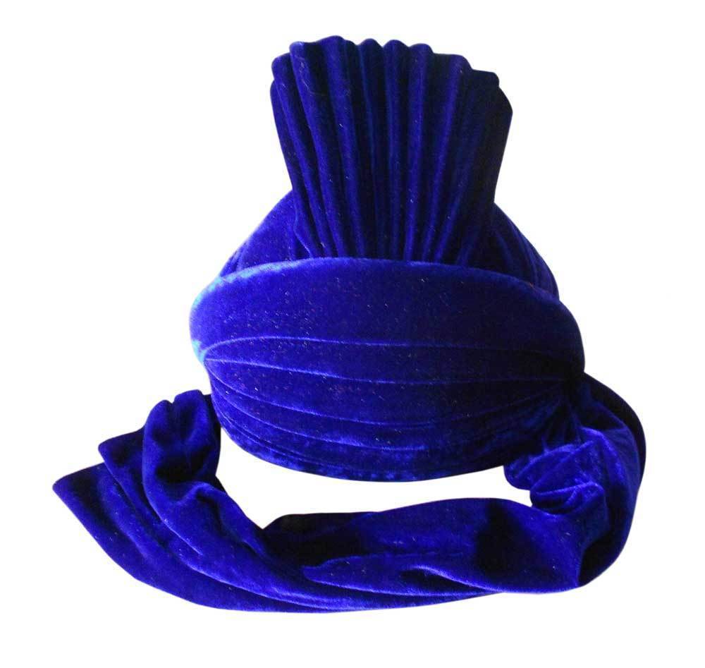 Punjabi Bhangra Men Hat Pagri Turban Traditional Velvet Pag Safa 7 3/8