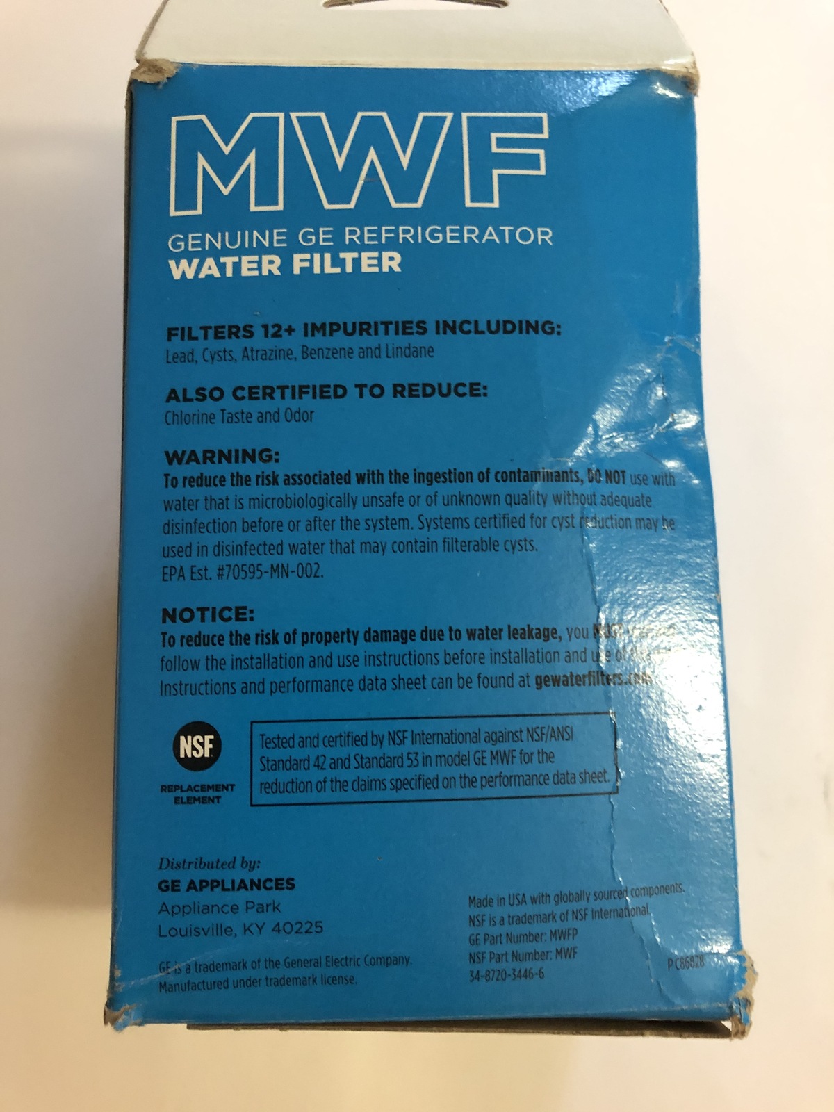 General Electric MWF Refrigerator Water Filter 1 pack Water Filters