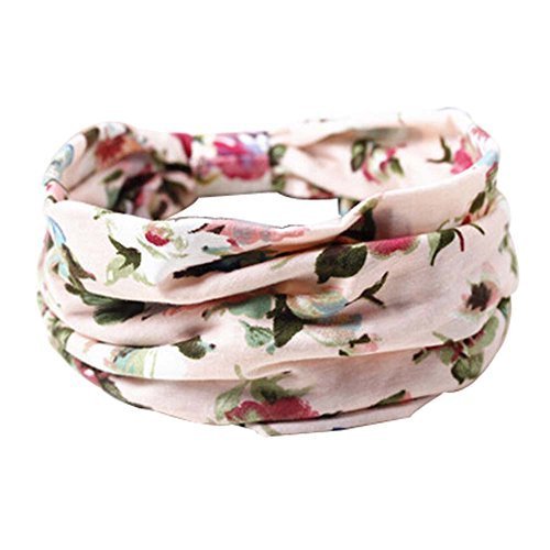 2 PCS Beautiful Pink Flower Pattern Hair Bands Western Style Head Colth