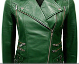 Green women leather jacket l thumb155 crop
