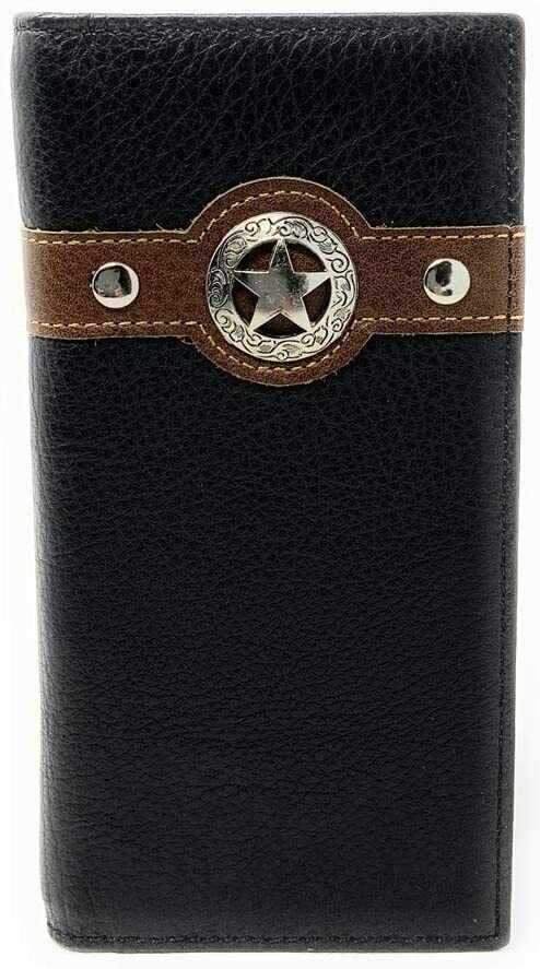 Texas Western Men's RFID Genuine Leather Lone Star Bifold Long Wallet
