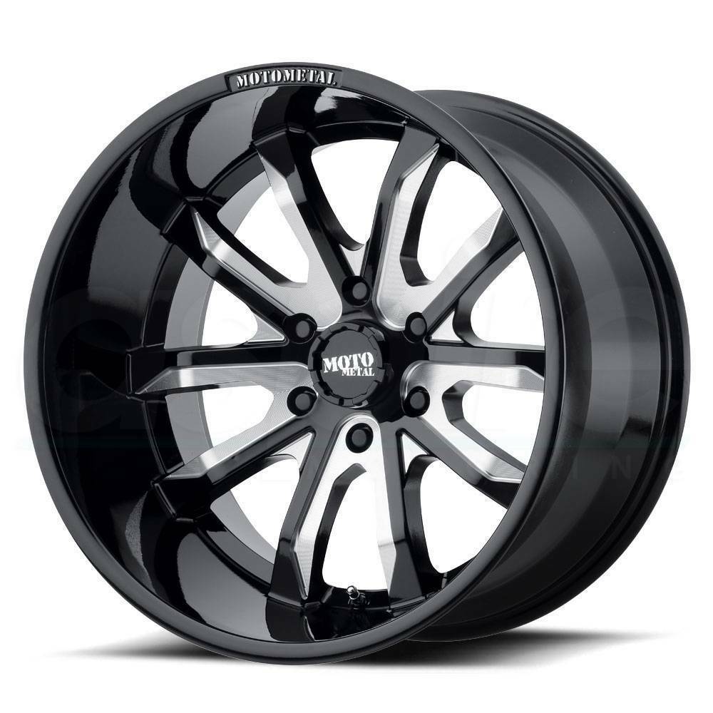 One 20x9 Moto Metal MO983 Dagger 8x6.5/8x165.1 -12 Black Milled Wheels ...