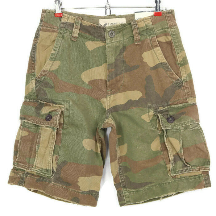 American Eagle Mens Cargo Shorts Camo Classic Size 28 Green Brown