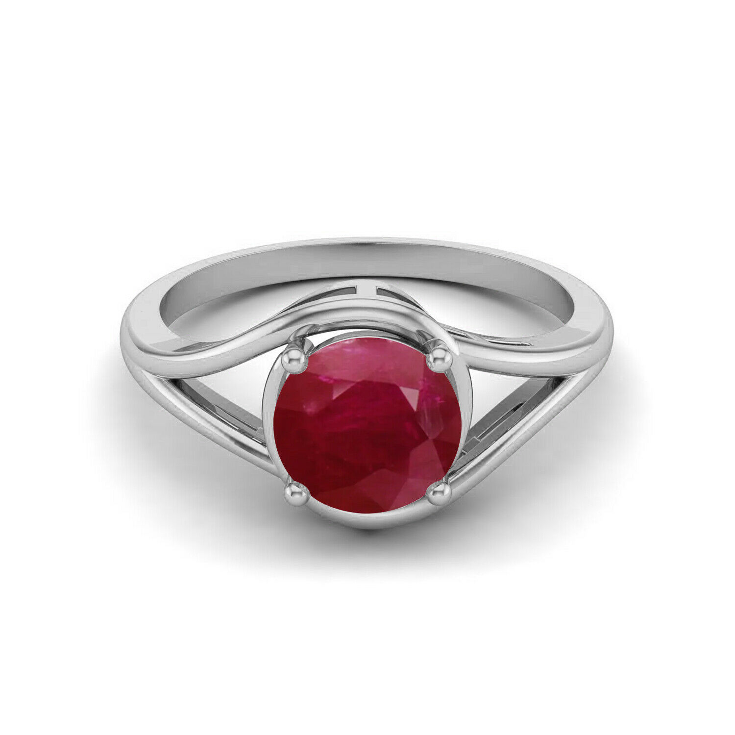 0.40 Ctw Round Ruby 9K White Gold Solitaire Women Ring