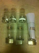(6) CORRALEJO TEQUILA SHOT GLASSES  CLEAR / GOLD LETTERS--WEIGHTED-FREE ... - $23.50