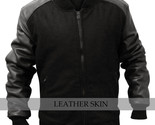 Men fabric with leather sleeves bomber jacket l thumb155 crop
