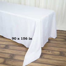 White - 90x156" Polyester Rectangle Tablecloths Wedding Party Events - $34.88