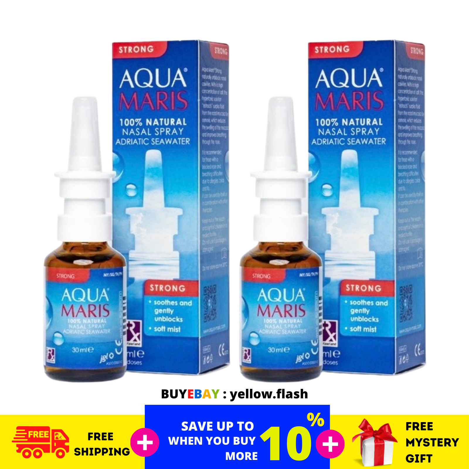 2 X Aqua Maris Classic 100% Natural Spray Nasal Para Nariz Irritada Y 