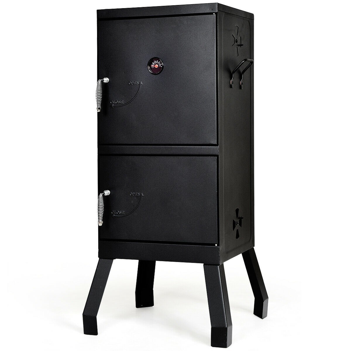 Large Capacity Charcoal Upright Smoker Barbeque With Thermometer Barbecues, Grills & Smokers