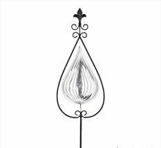 Teardrop Wind Spinner Suncatcher Garden Stake Double Pronged Stainless Steel 63"