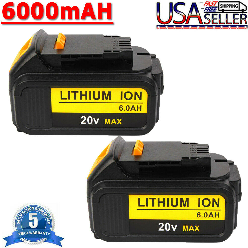 2 Pack 6.0Ah 20V For Dewalt 20Volt Max Xr Lithium Ion Battery Dcb200-2 Dcb206-2