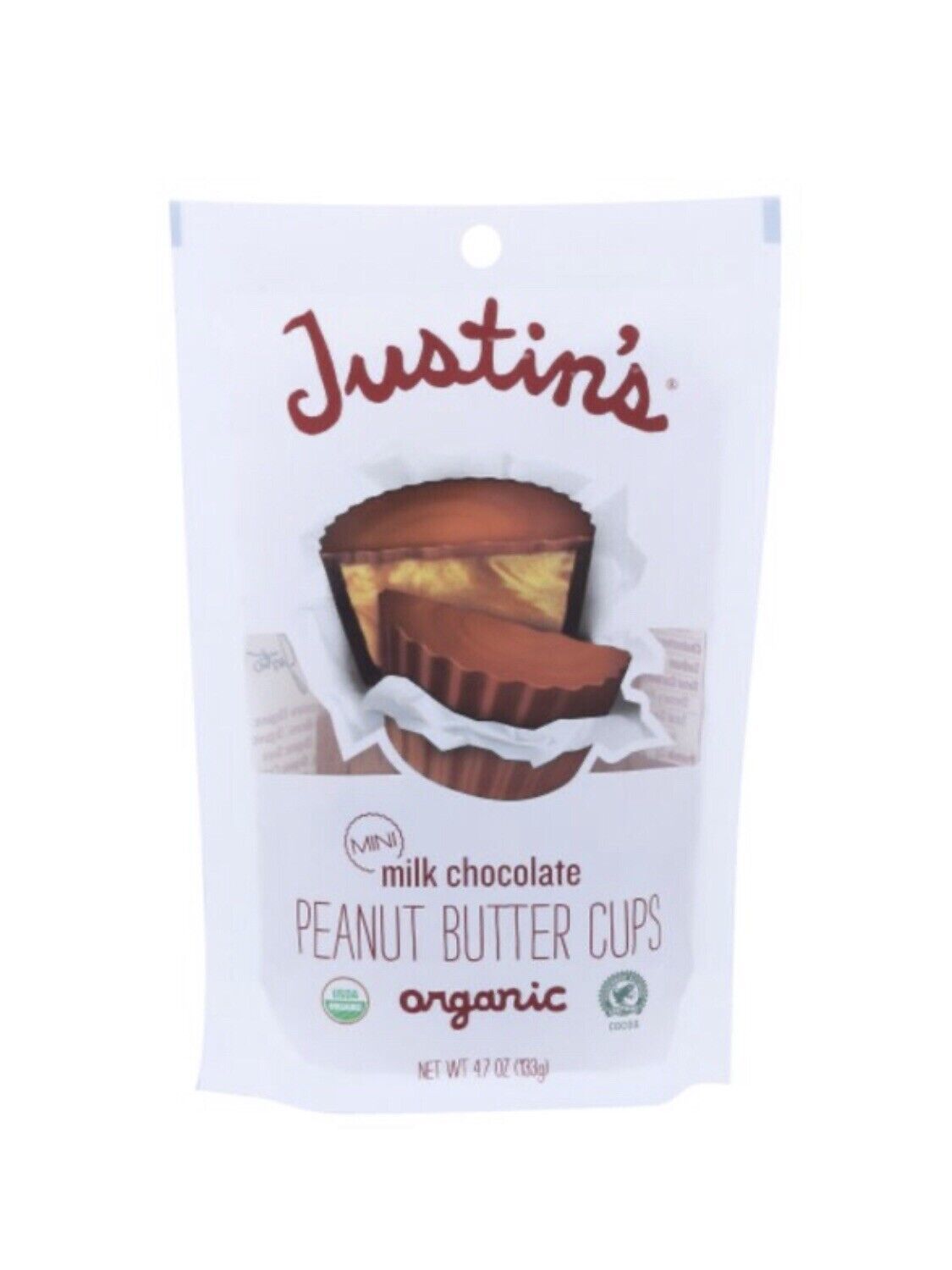 Justin's Organic Mini Chocolate Peanut Butter Cup 4.7 oz- show original title...