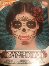 Day of the Dead Sugar Skull Temporary Face Tattoo Kit for Halloween - W11 - $7.99