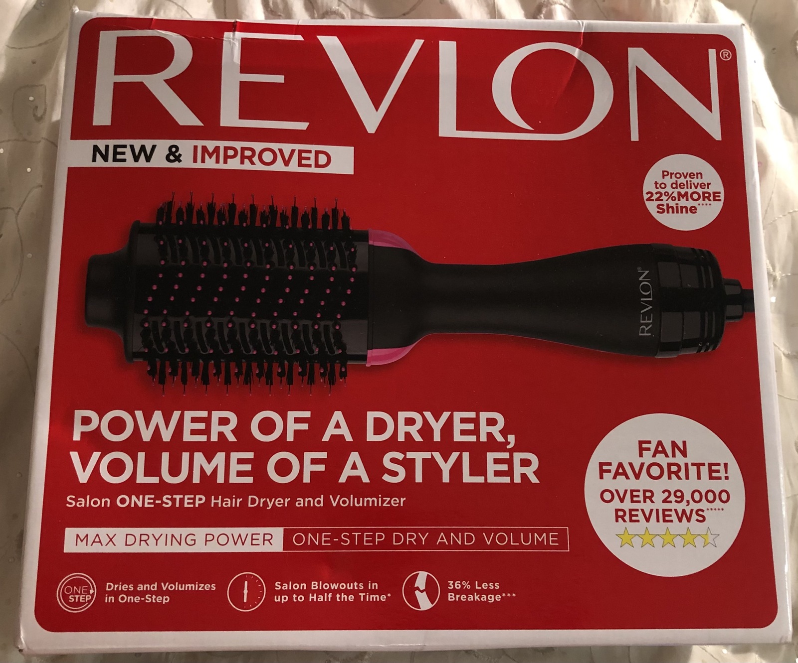 REVLON OneStep Hair Dryer And Volumizer Hot Air Brush, Black Hair
