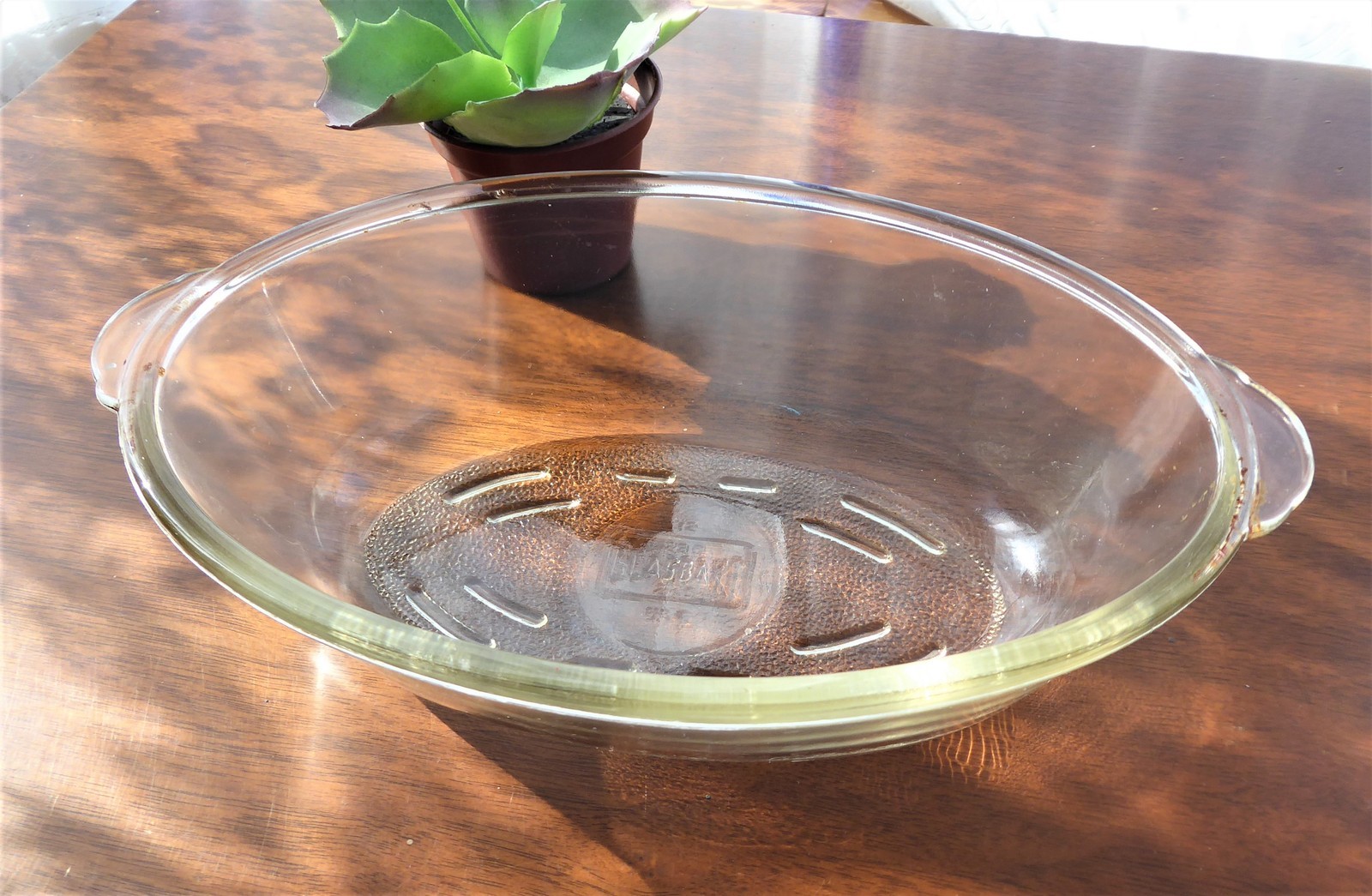 Vintage Glasbake Casserole Oval Baking Dish McKee 1940s Clear Glass