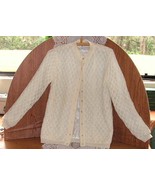 Banff Sweater Bee Cardigan Sweater, Pure Cream White Wool, Lined, Vintag... - $48.00