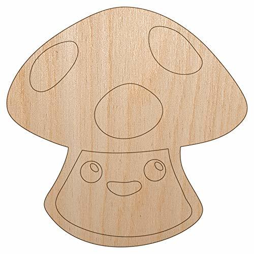 Cute Kawaii Toadstool Mushroom Unfinished Wood Shape Piece Cutout for DIY Craft