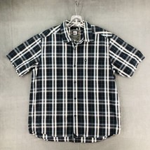 Quicksilver Button Up Shirt Adult S Blue Black Check Short Sleeve Skate Mens - $14.84