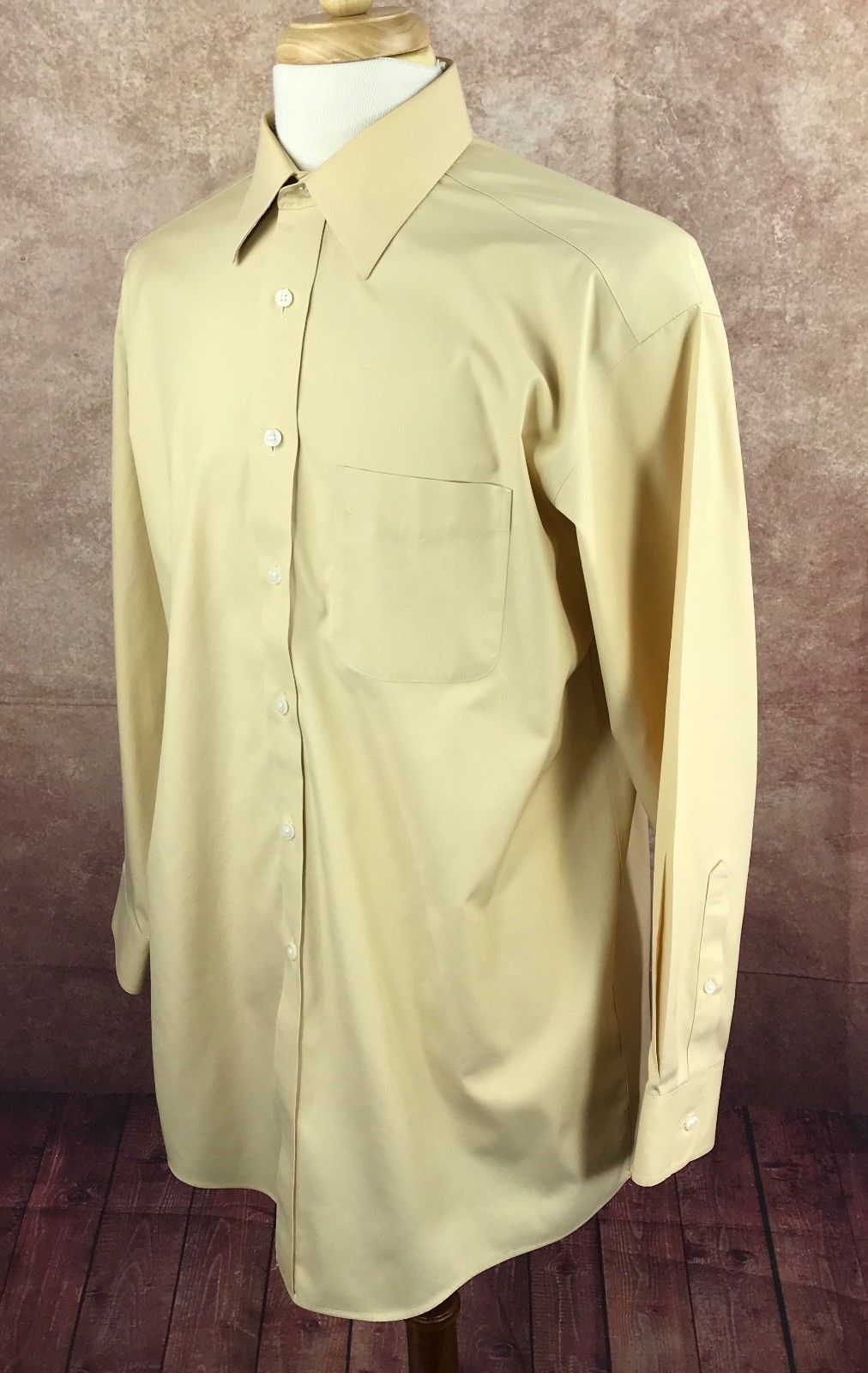 Roundtree & Yorke Gold Label Non-Iron 100% Cotton Yellow Shirt Men's 15 ...