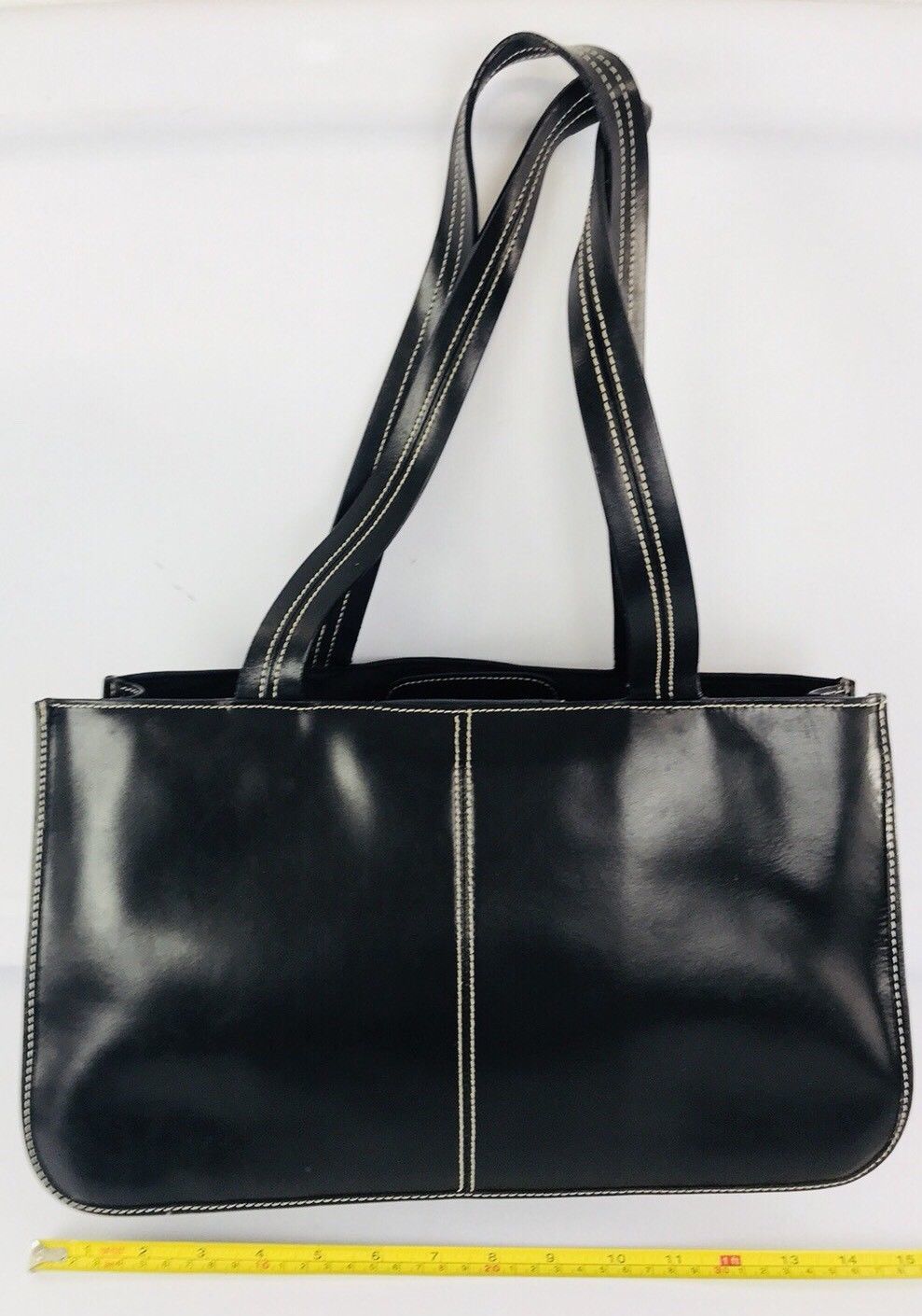Cole Reaction Black Leather Tote Satchel Large Shoulder Bag