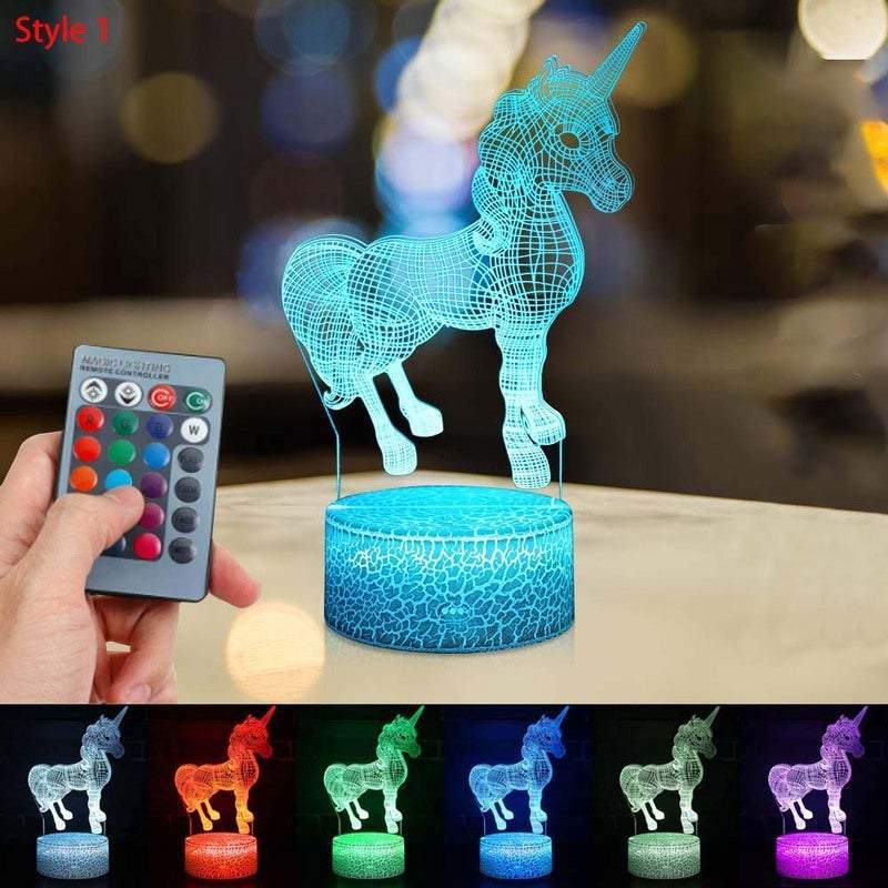 Style 1 - Cute Unicorn Night Lights & Light Projectors 3D Colour Changing Led Un