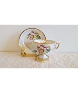 Beautiful Iridescent March Daffodil Floral Bouquet Footed Tea Cup and Sa... - $14.99