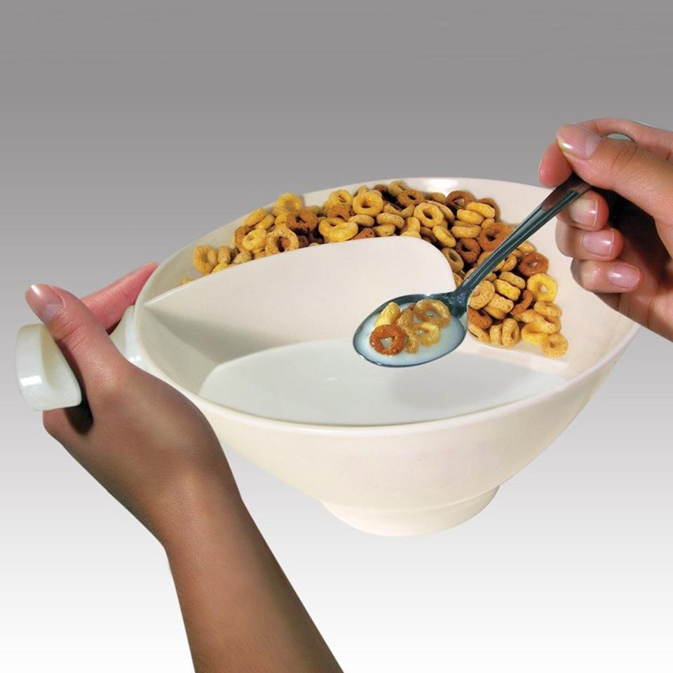 Cereal Bowl With Divider Big Portable Slide Original Never Soggy Dry