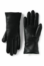 Lands&#39; End Women&#39;s EZ Touch Screen Cashmere Lined Leather Gloves Black M... - $50.47
