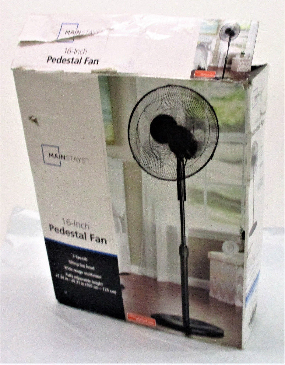 Mainstays 16" 3Speed Oscillating Pedestal Fan Black FS408MB