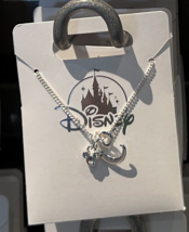 Disney Parks Mickey Mouse Faux Gem Icon Letter Initial C Necklace Silver Color