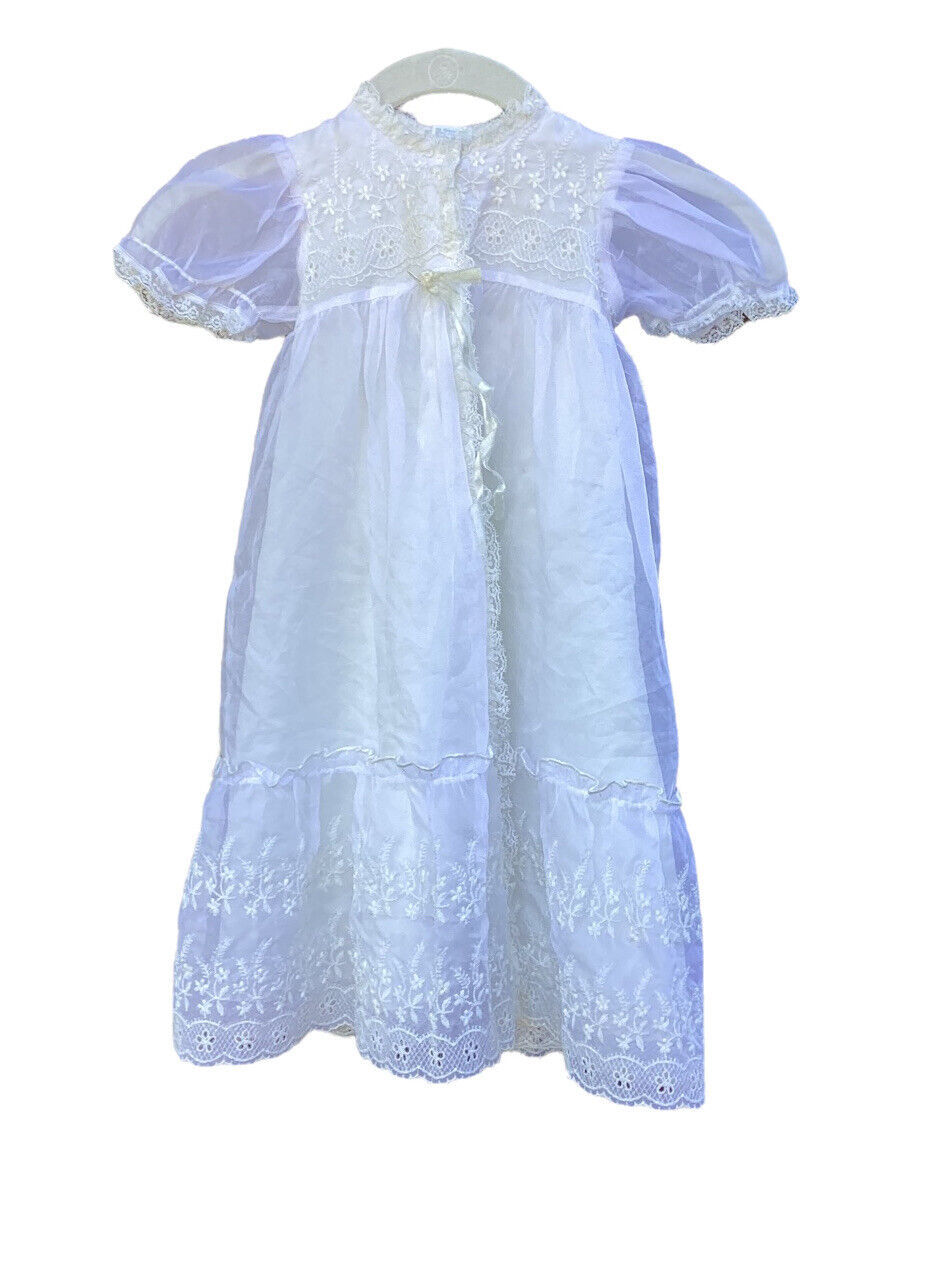 Vtg Phyllis Baby Wear Christening Baptism Gown Eyelet Embroidery Lace ...