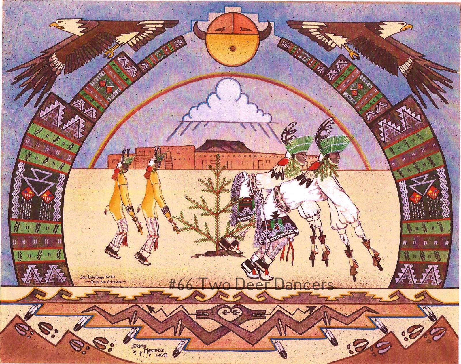 Stretched Canvas Unsigned, Pueblo Feast Dance, American Indian art ...