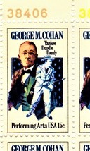 U S Stamp George M. Cohan, 1978 Plate Block of Twelve 15Cent Commemoratives - $14.00