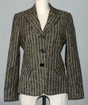 Phileppe ADEC Jacquard Floral Stripe Brown Lined Wool Blend Fitted Blaze... - $29.99
