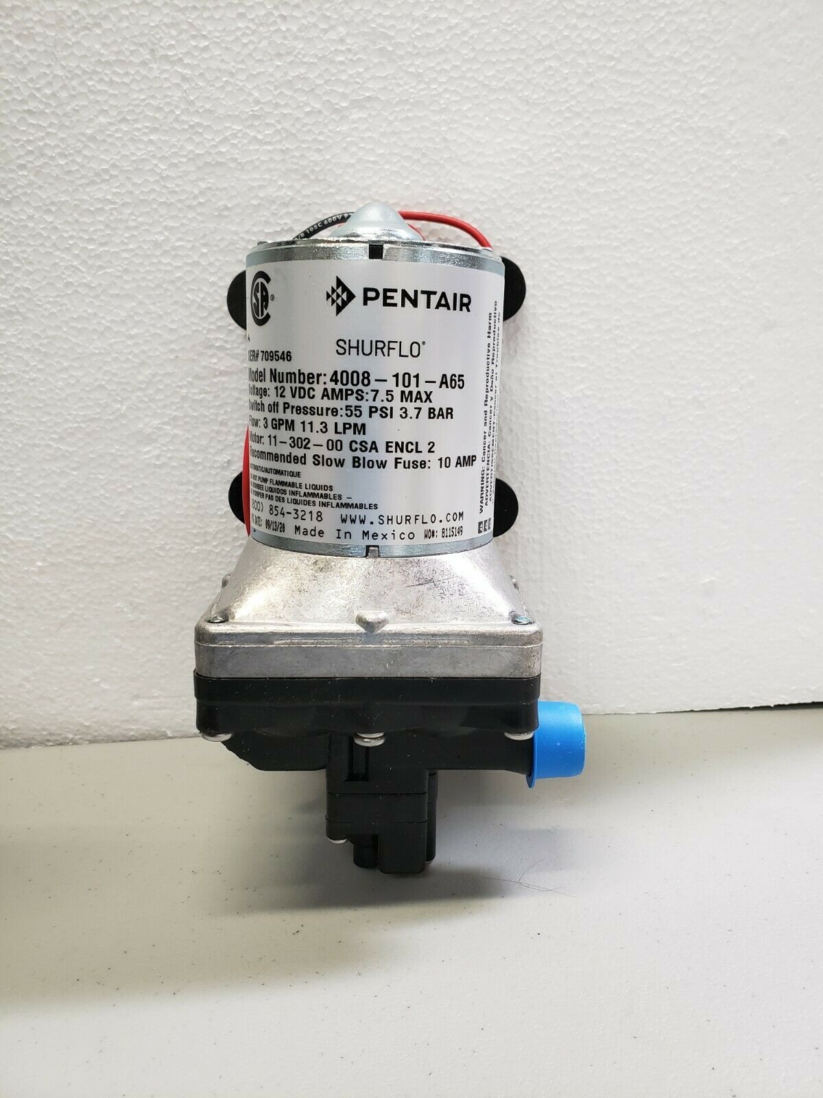 Shurflo 4008101A65, 3.0 GPM RV Water Pump and Filter, 12VC 7.5A 55PSI